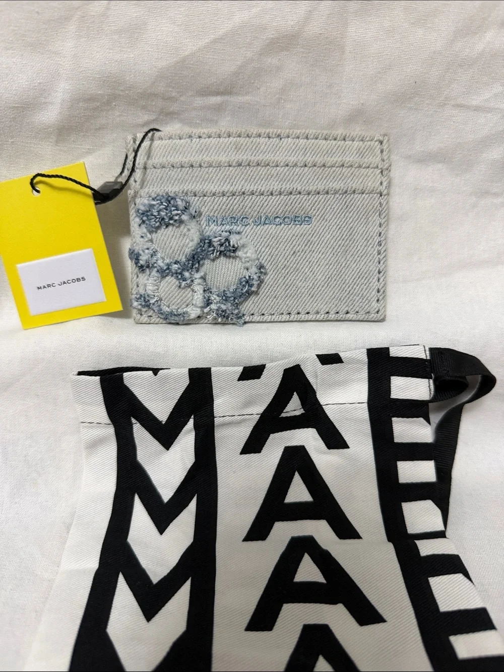 Marc Jacobs Light Blue Denim Floral Patch Card Holder